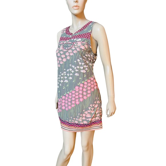 Free People Brown Floral Mini Dress Sz 4 Rayon 100% Hidden Zipper at Side - Picture 6 of 12